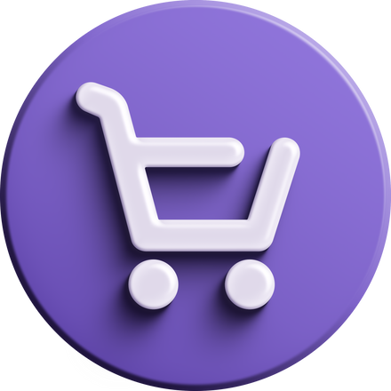 Purple round 3D cart icon